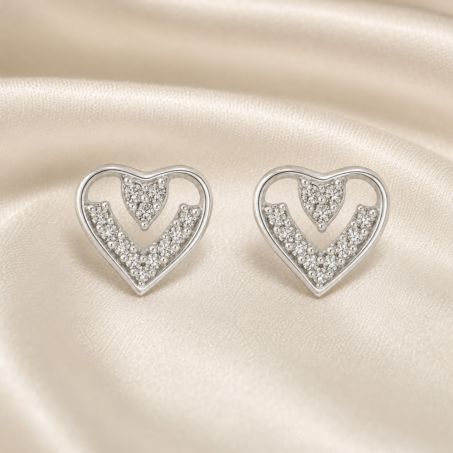 Crystal Heart Stud Earrings