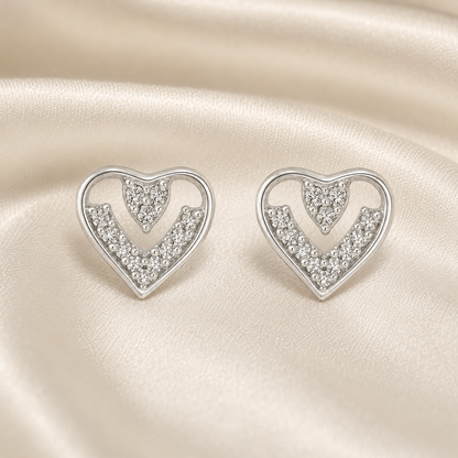 Crystal Heart Stud Earrings