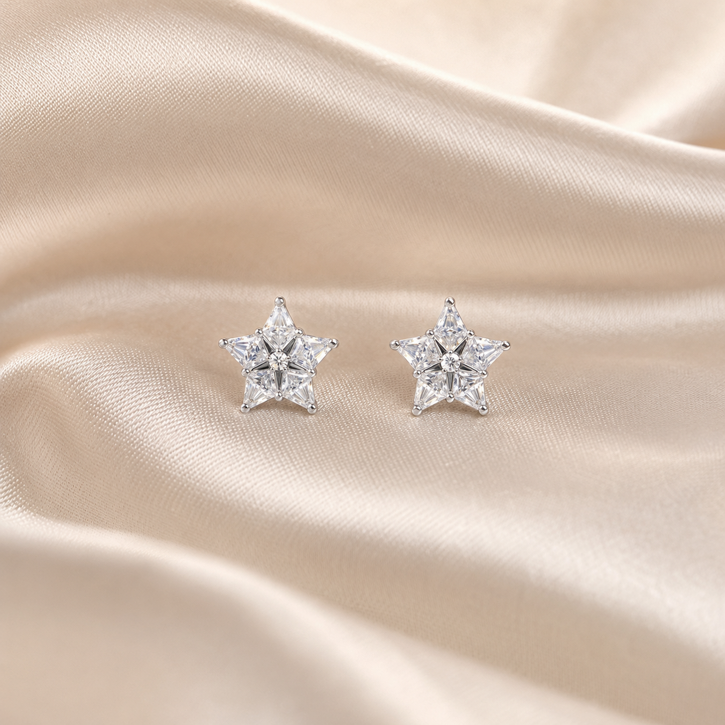 925 Silver Celestial Spark Star Stud Earrings