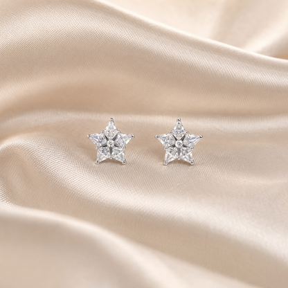925 Silver Celestial Spark Star Stud Earrings