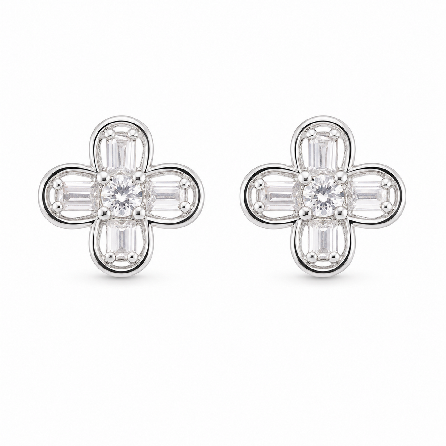 Four-Petal Floral Stud Earrings