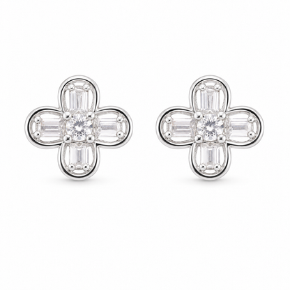 Four-Petal Floral Stud Earrings