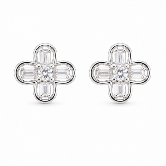 Four-Petal Floral Stud Earrings