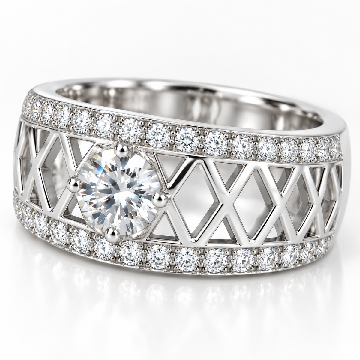 Silver Lattice Statement Ring