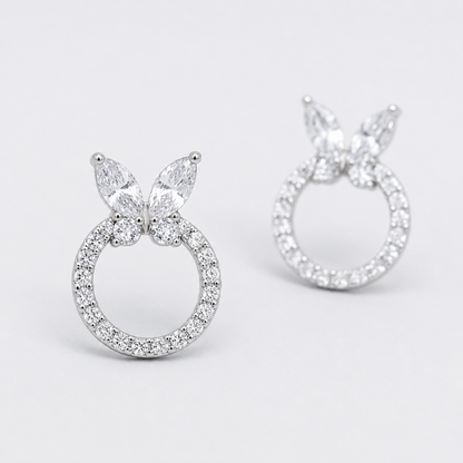 Butterfly Halo 925 Sterling Silver Stud Earrings