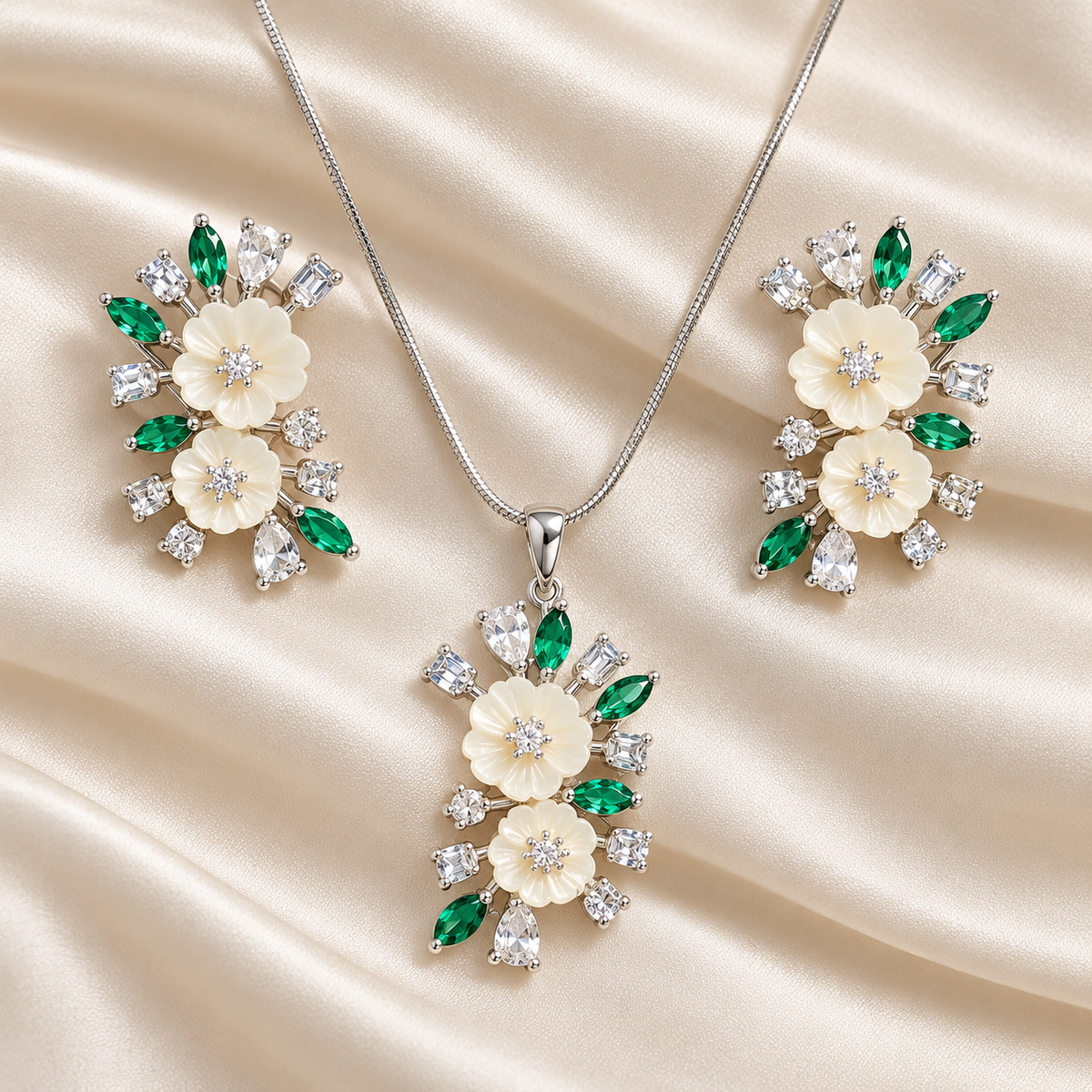 Ivory Garden Necklace & Earrings Set