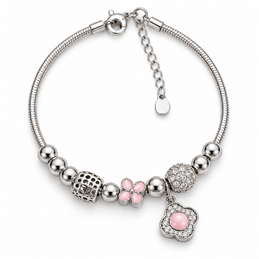 Silver Blossom Charm Bracelet