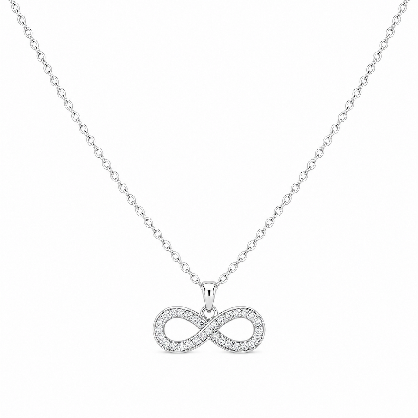 925 Sterling Silver Pavé Infinity Necklace