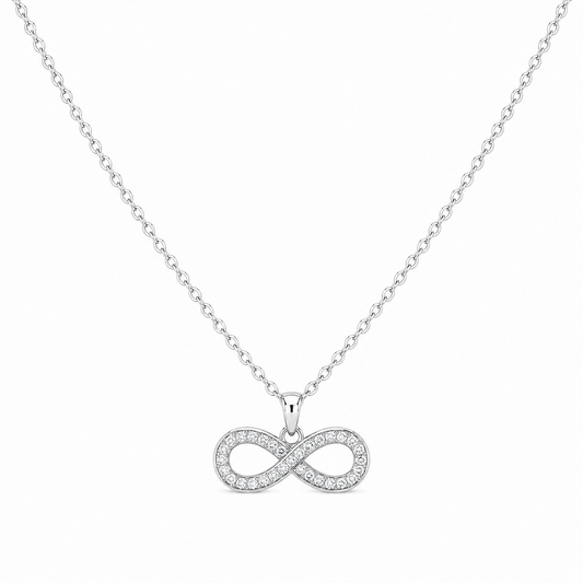 925 Sterling Silver Pavé Infinity Necklace