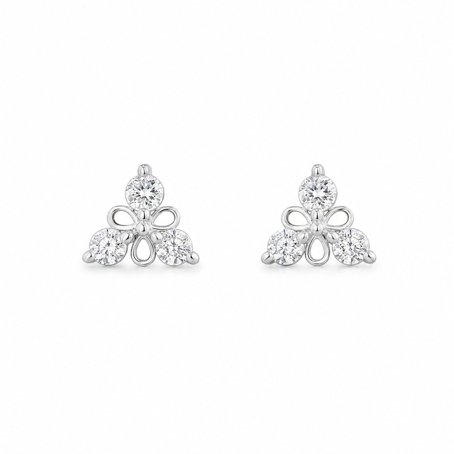 Three-Stone Floral Stud Earrings