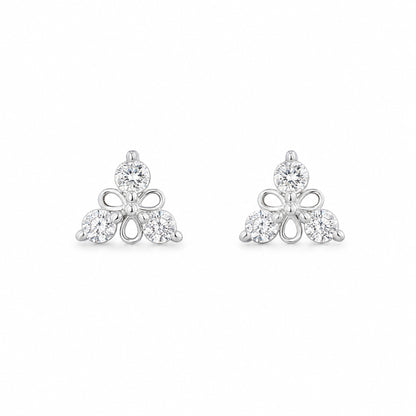 Three-Stone Floral Stud Earrings