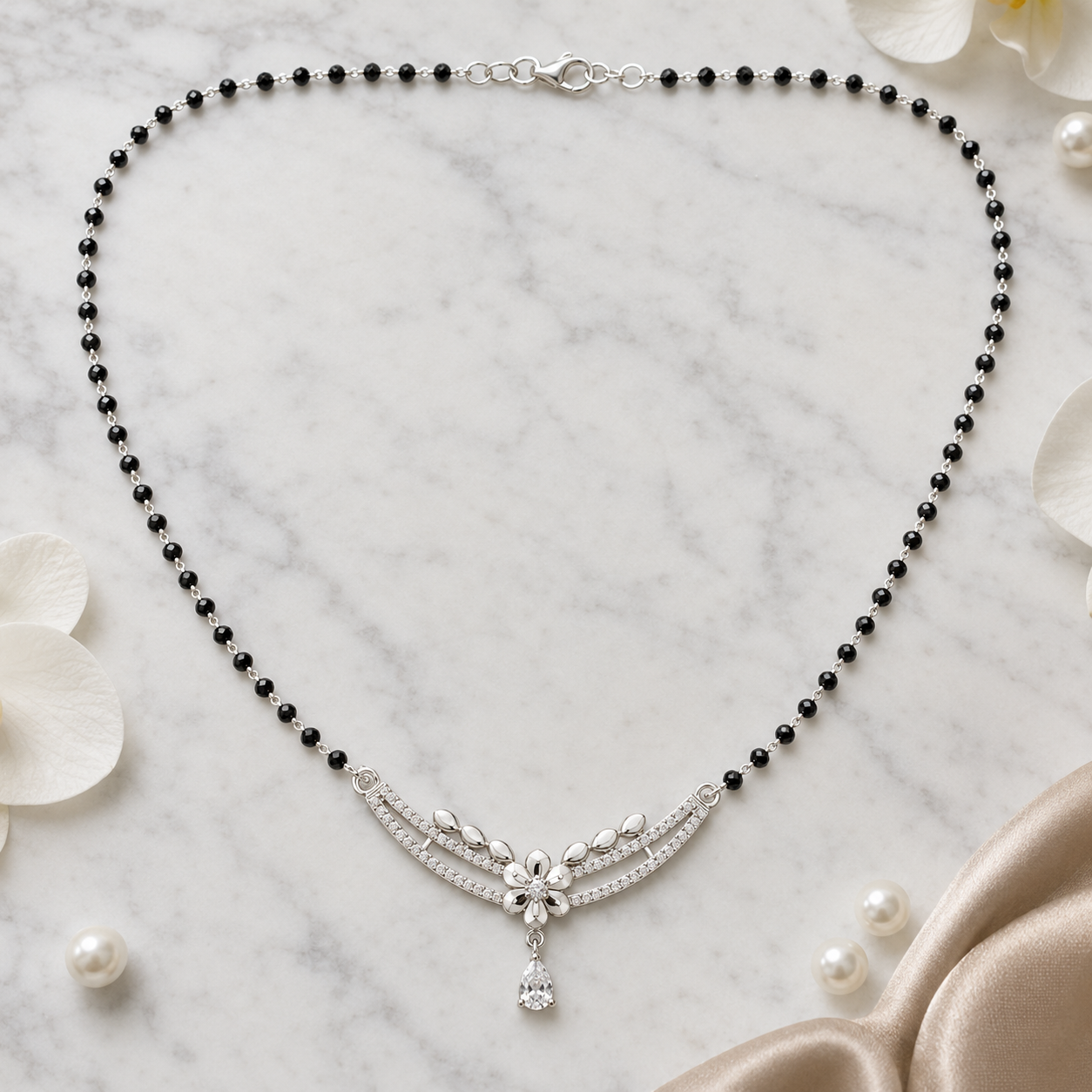 Celestial Bloom 925 Silver Mangalsutra Necklace
