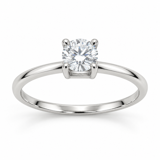 Classic Silver Solitaire Ring