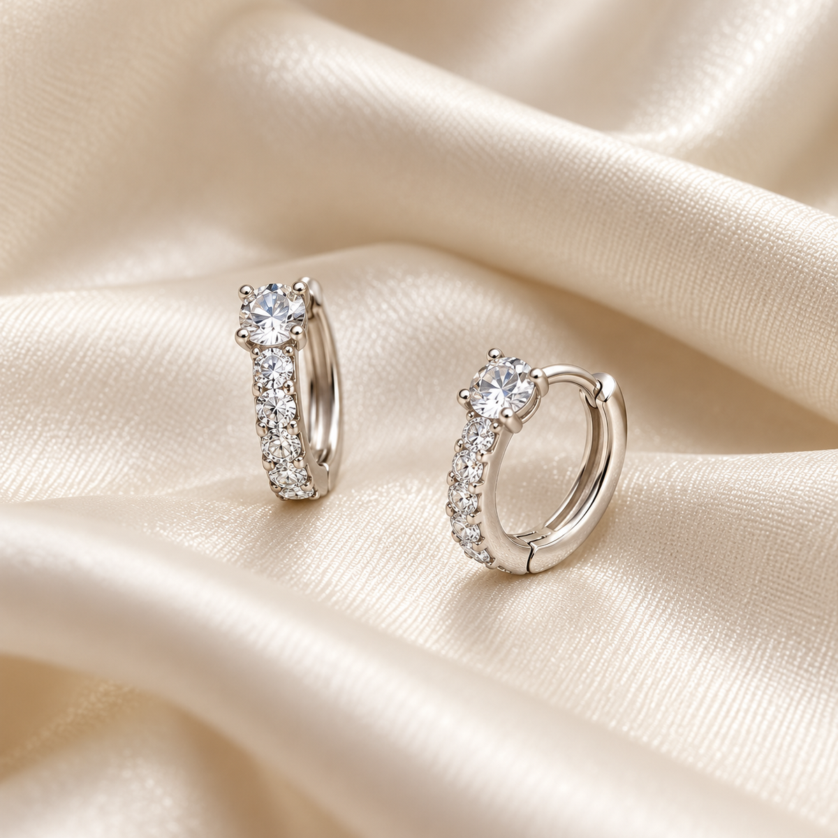 Solitaire Sparkle Hoop Earrings