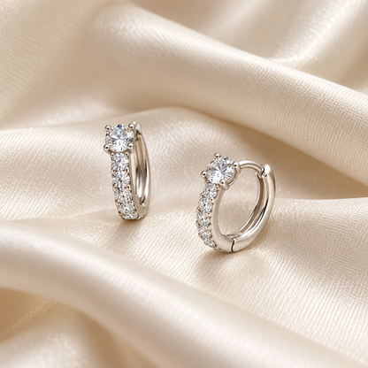 Solitaire Sparkle Hoop Earrings