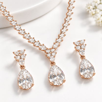 Celeste Silver Teardrop Necklace Set