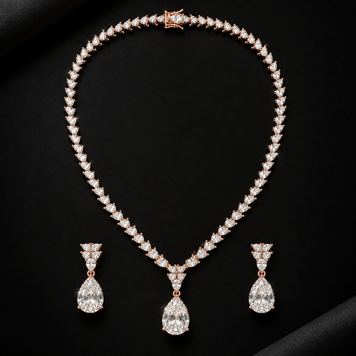 Celeste Silver Teardrop Necklace Set