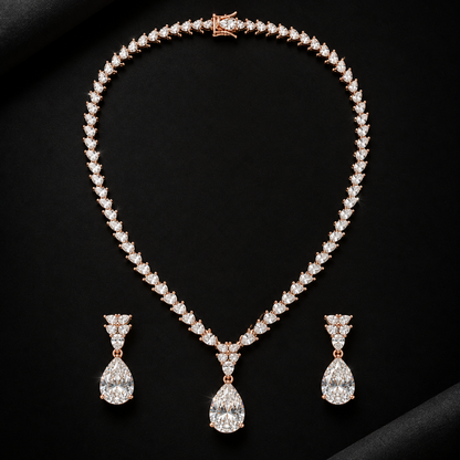 Celeste Silver Teardrop Necklace Set