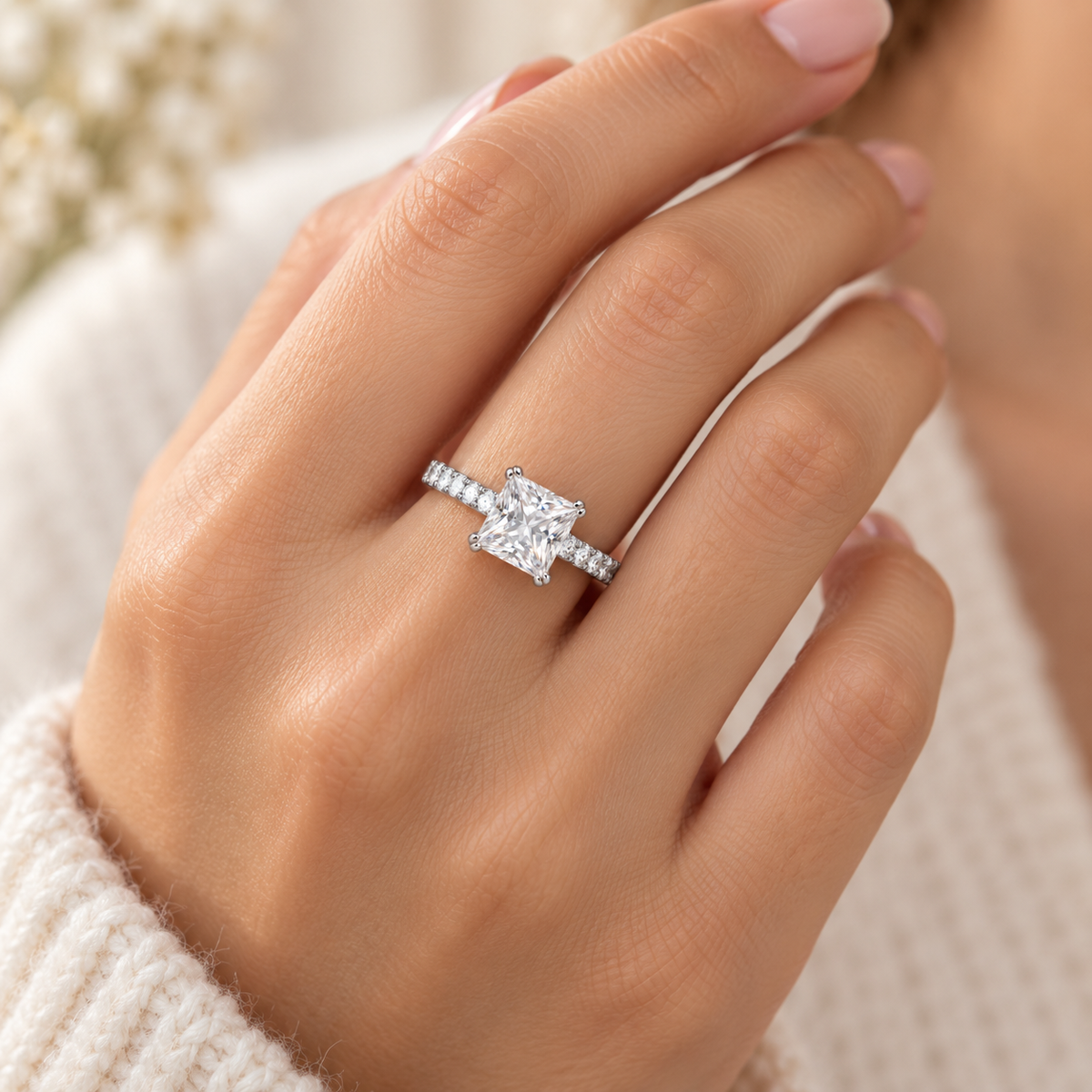 Princess-Cut Silver Ring