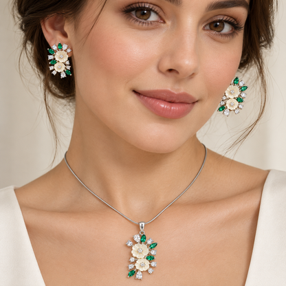 Ivory Garden Necklace & Earrings Set