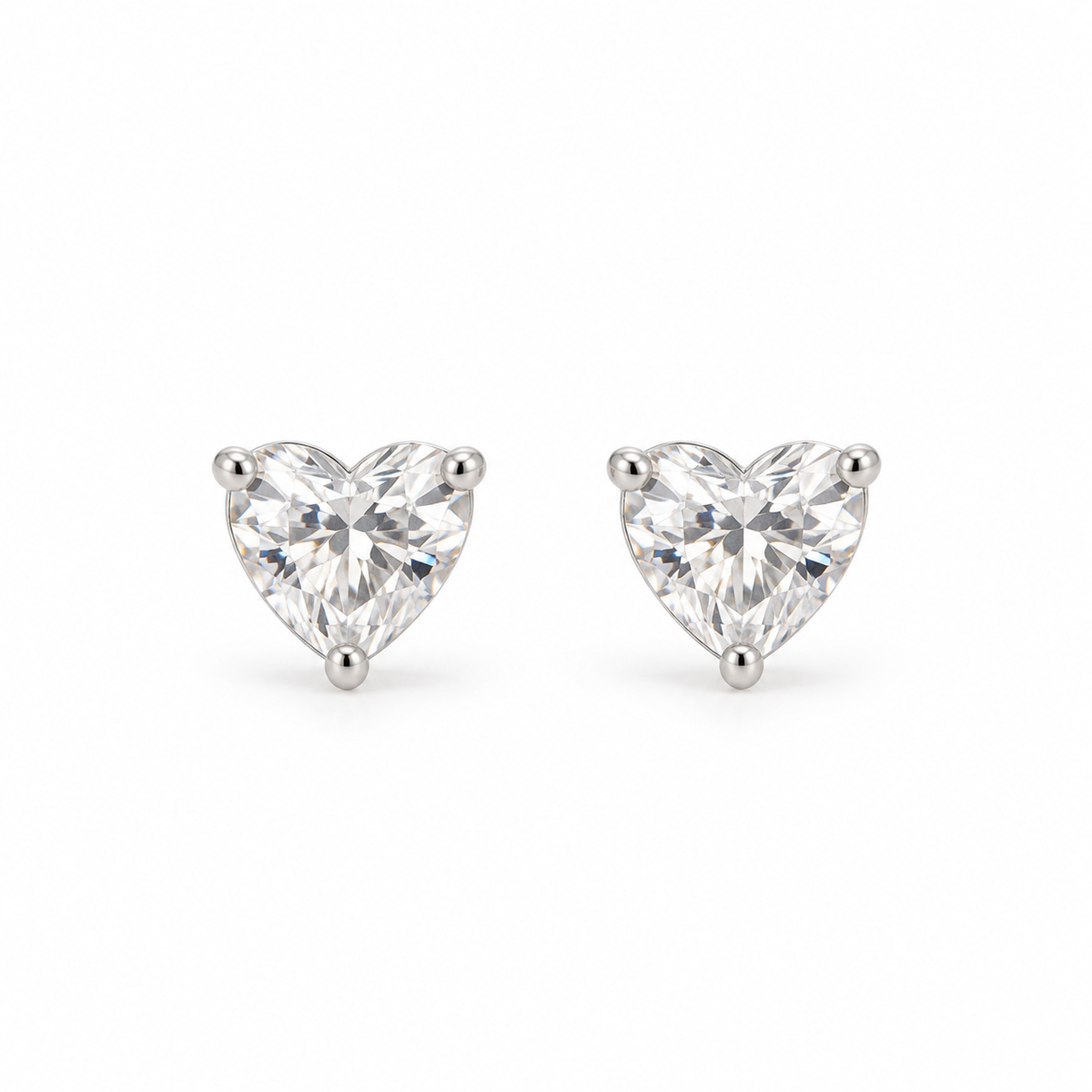 Silver Heart Stud Earrings