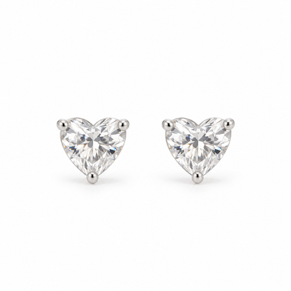 Silver Heart Stud Earrings