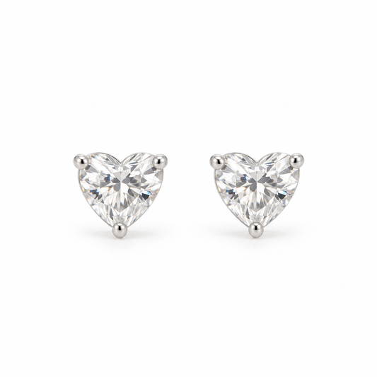 Silver Heart Stud Earrings