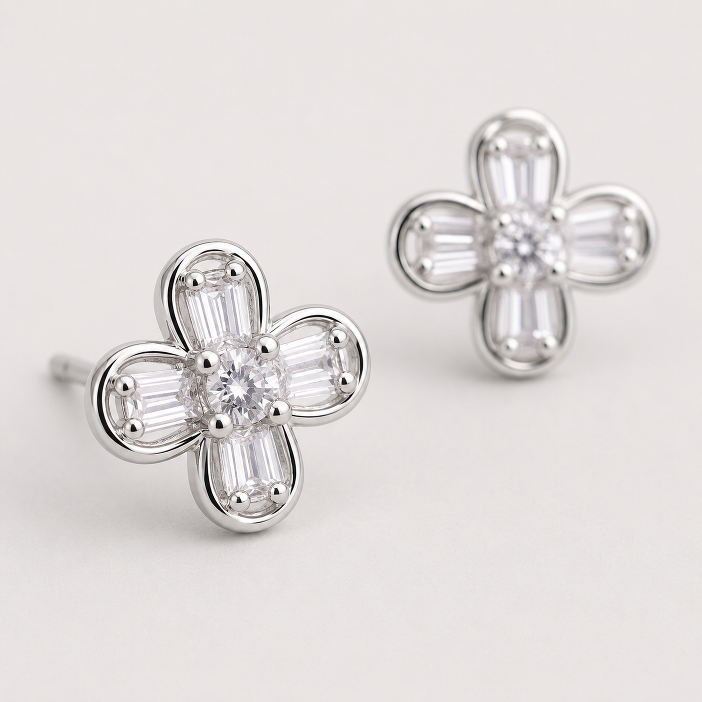 Four-Petal Floral Stud Earrings