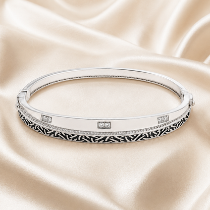Silver Black-Accent Men’s Kada