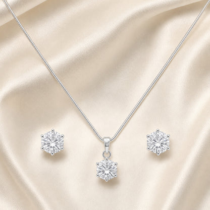Round Solitaire Necklace & Earring Set