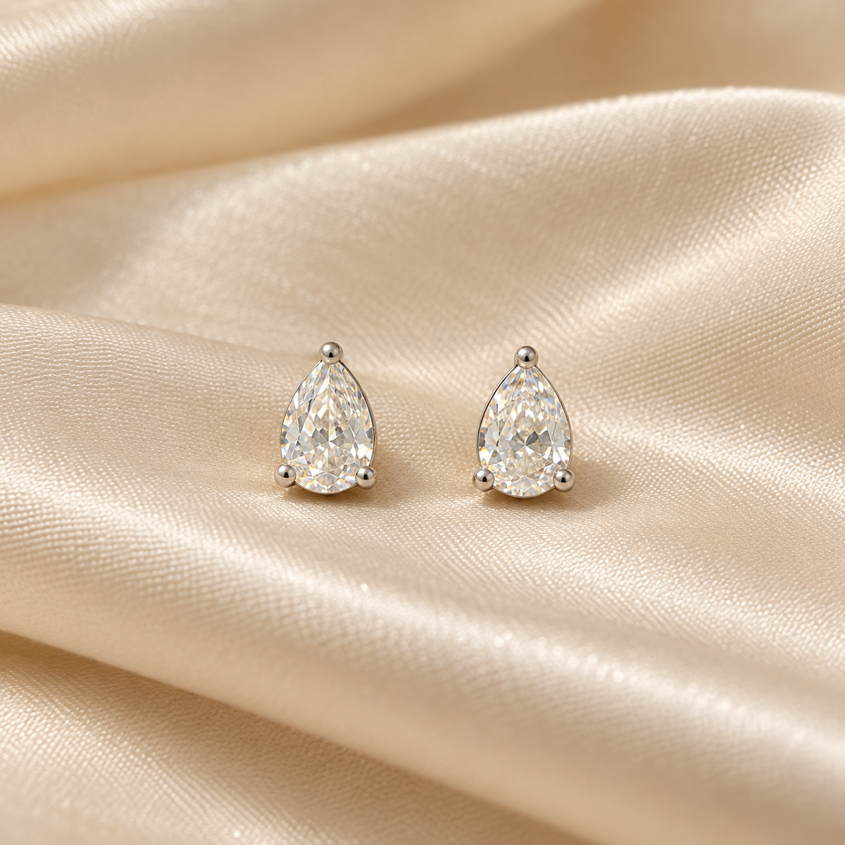 Silver Teardrop Stud Earrings