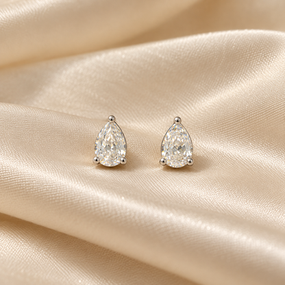 Silver Teardrop Stud Earrings