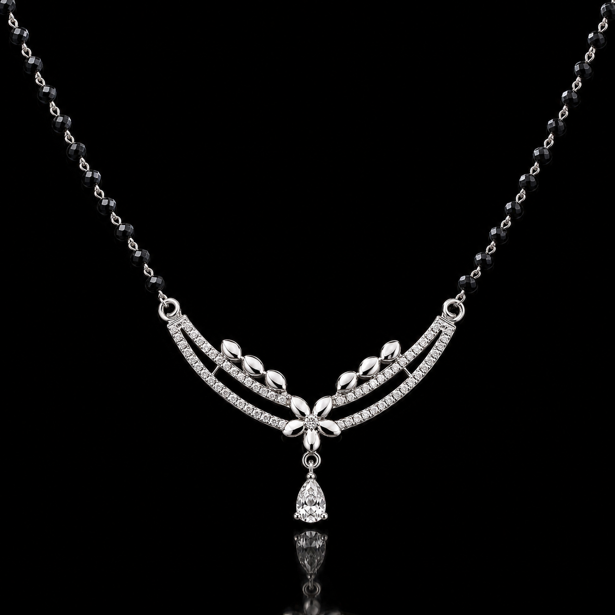 Celestial Bloom 925 Silver Mangalsutra Necklace