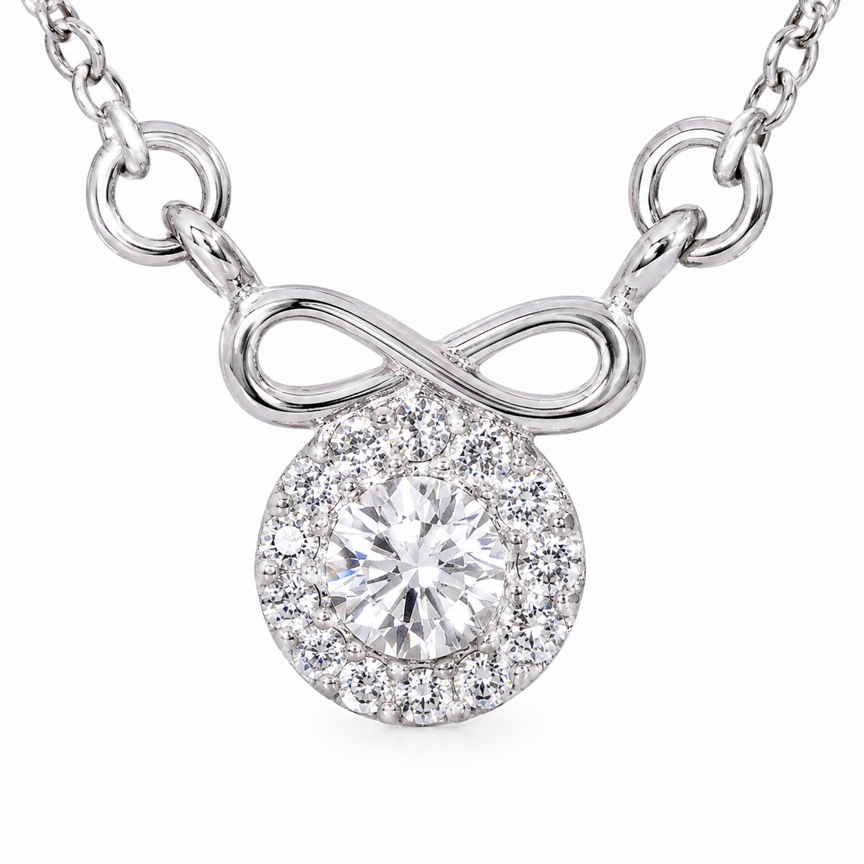 925 Sterling Silver Infinity Halo Mangalsutra Necklace