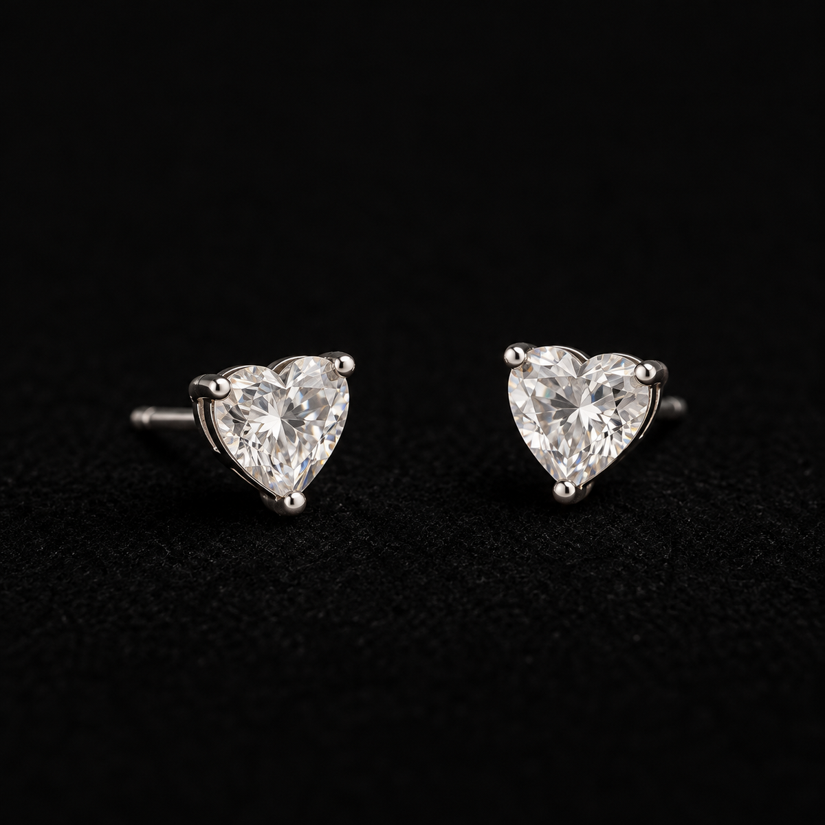 Silver Heart Stud Earrings