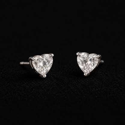 Silver Heart Stud Earrings