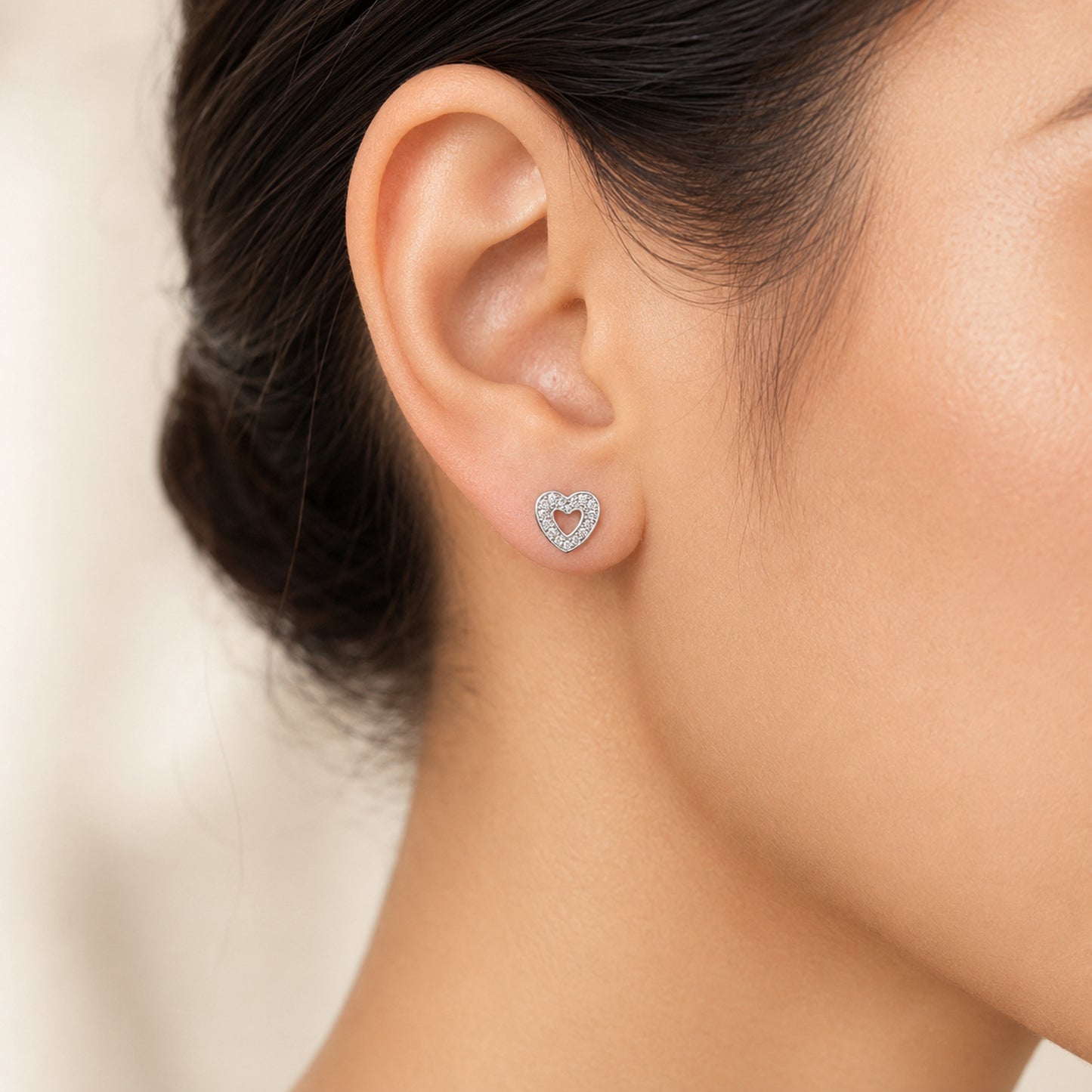 Open Heart Pavé Stud Earrings