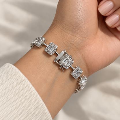Rectangular Sparkle Silver Bracelet