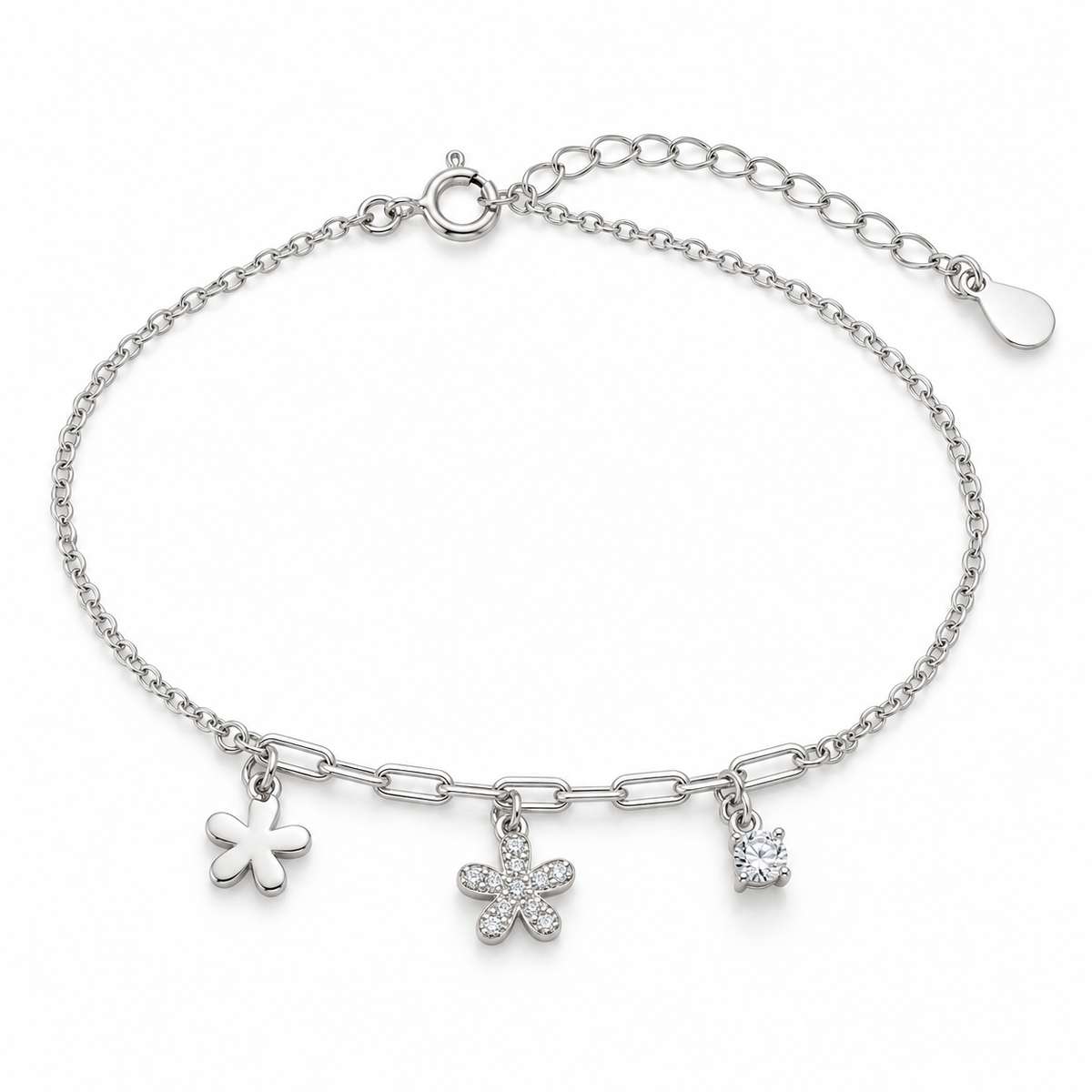 Daisy Charm Silver Bracelet