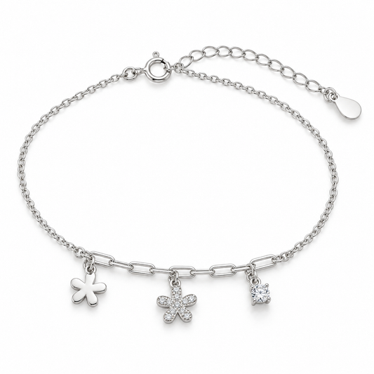 Daisy Charm Silver Bracelet