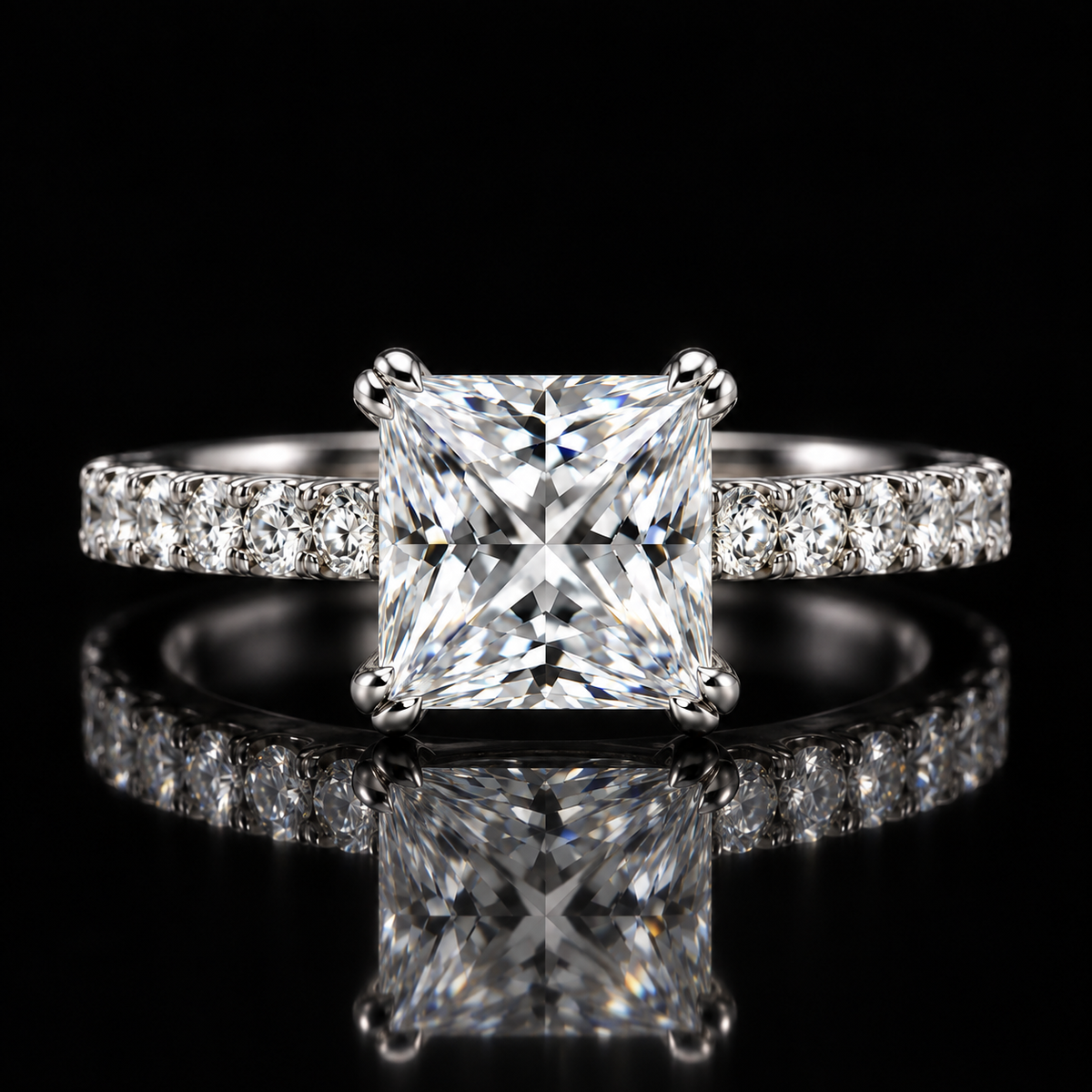 Princess-Cut Silver Ring