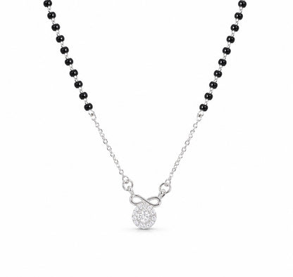 925 Sterling Silver Infinity Halo Mangalsutra Necklace
