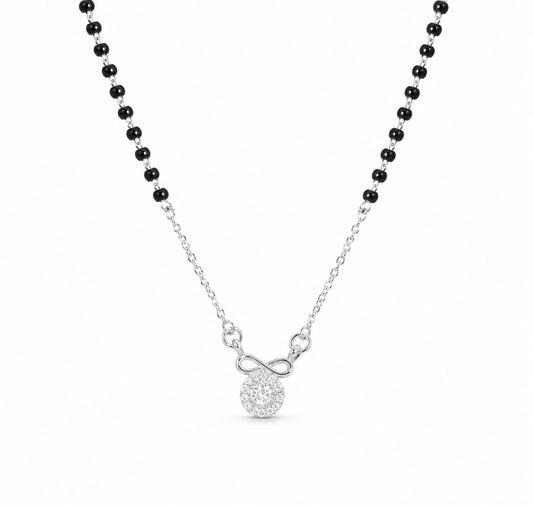 925 Sterling Silver Infinity Halo Mangalsutra Necklace