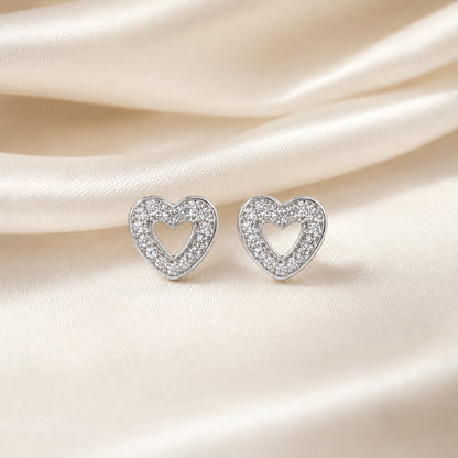 Open Heart Pavé Stud Earrings