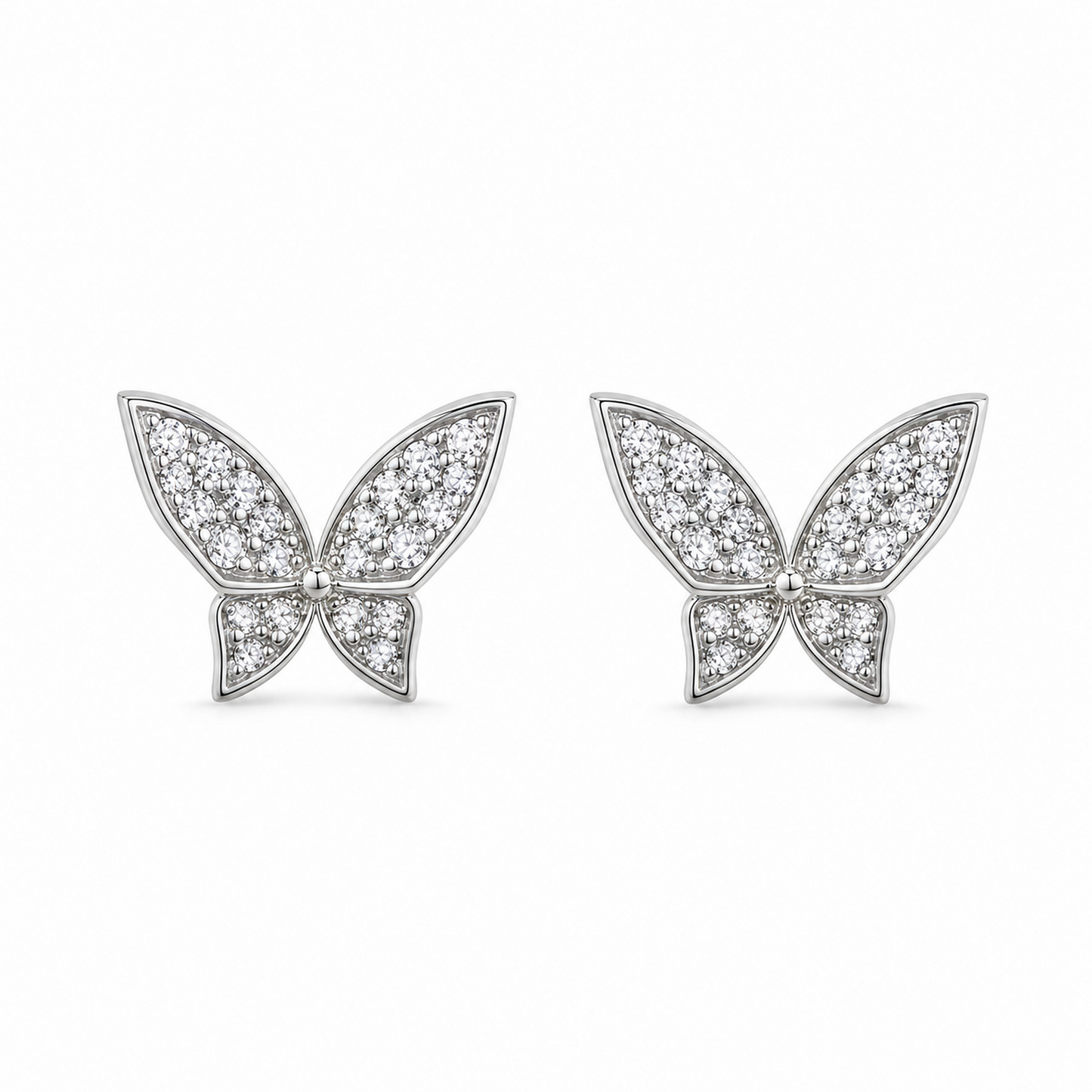 925 Sterling Silver Pavé Butterfly Stud Earrings