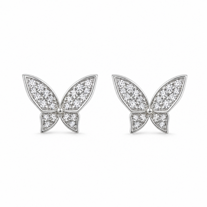 925 Sterling Silver Pavé Butterfly Stud Earrings