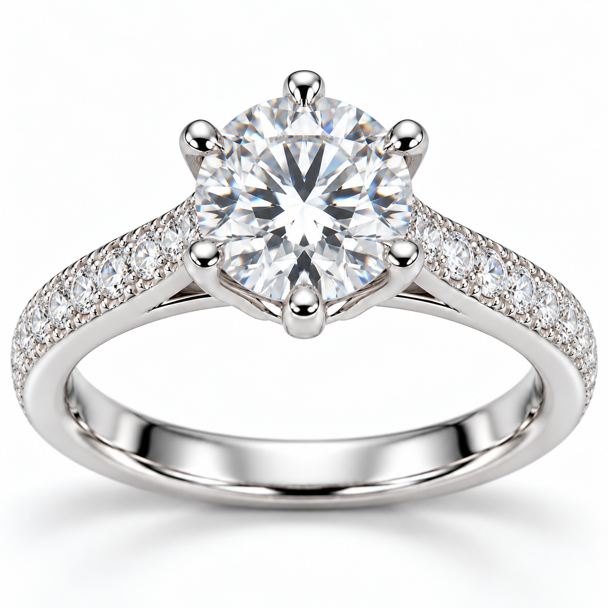 Classic Round Solitaire Silver Ring