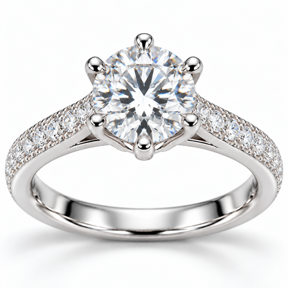 Classic Round Solitaire Silver Ring