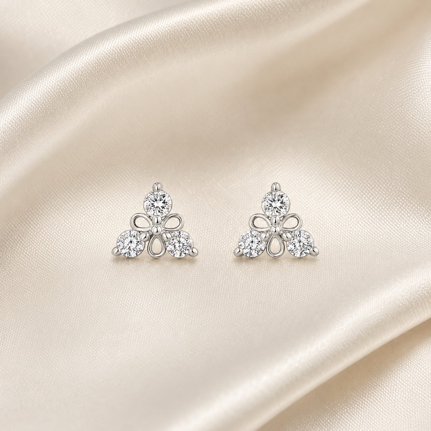 Three-Stone Floral Stud Earrings