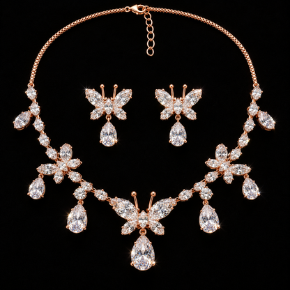Butterfly Silver Necklace & Earring Set